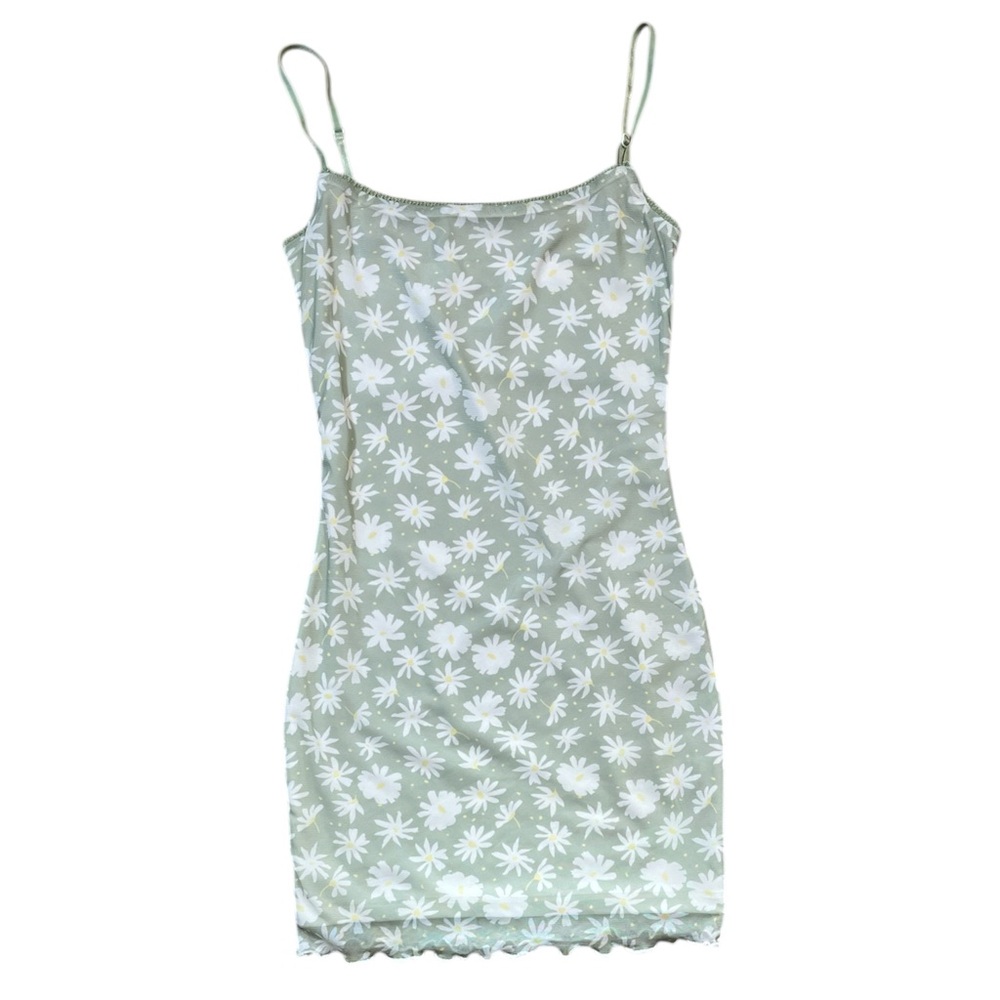 Princess Polly Green Floral Mini Slip Dress Spaghetti Strap Women's 4 Lined EUC